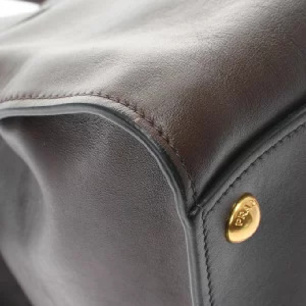 Prada Brown Calf Leather Front Pocket Wing Tote - Picture 7 of 9